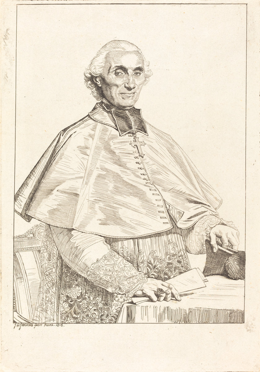 Gabriel Cortois de Pressigny by Jean-Auguste-Dominique Ingres (French, 1780 - 1867), 16X12"(A3)Poster Print