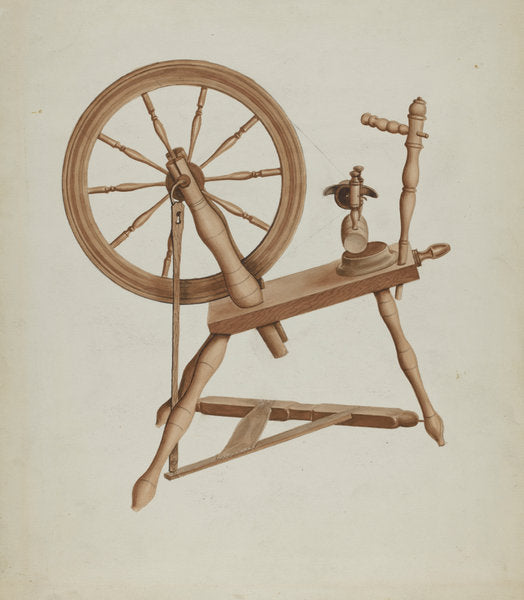 Shaker Flax Spinning Wheel by Lon Cronk (American, active c. 1935), 16X12"(A3)Poster Print