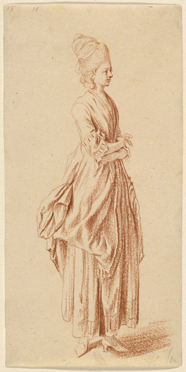 A Standing Lady in a Day Dress by Daniel Nikolaus Chodowiecki (German, 1726 - 1801), 16X12"(A3)Poster Print