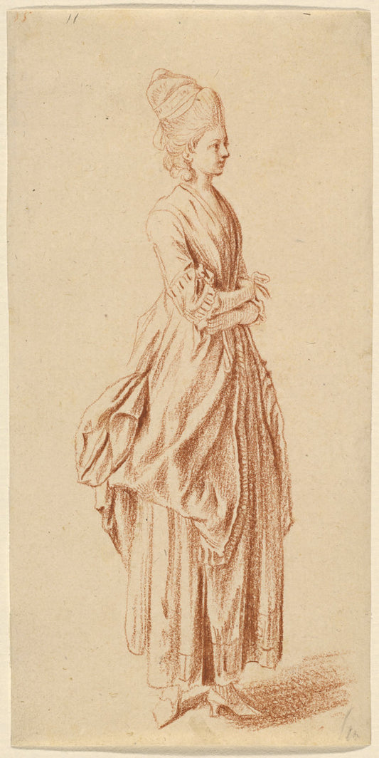 A Standing Lady in a Day Dress by Daniel Nikolaus Chodowiecki (German, 1726 - 1801), 16X12"(A3)Poster Print