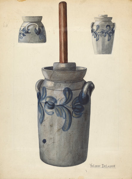 Butter Churn by Yolande Delasser (American, active c. 1935), 16X12"(A3)Poster Print