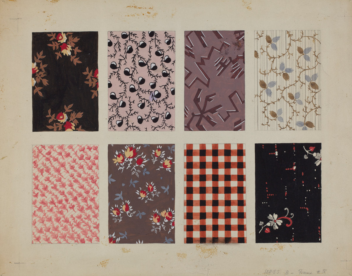 Figured Material from Quilt by Dorothy Posten (American, active c. 1935), 16X12"(A3)Poster Print