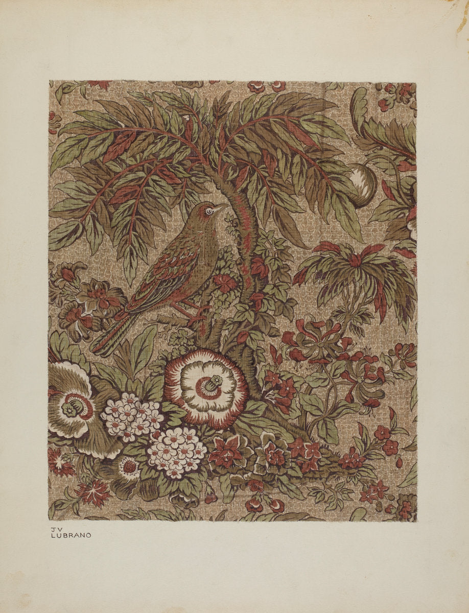 Printed Cotton Chintz by Joseph Lubrano (American, active c. 1935), 16X12"(A3)Poster Print