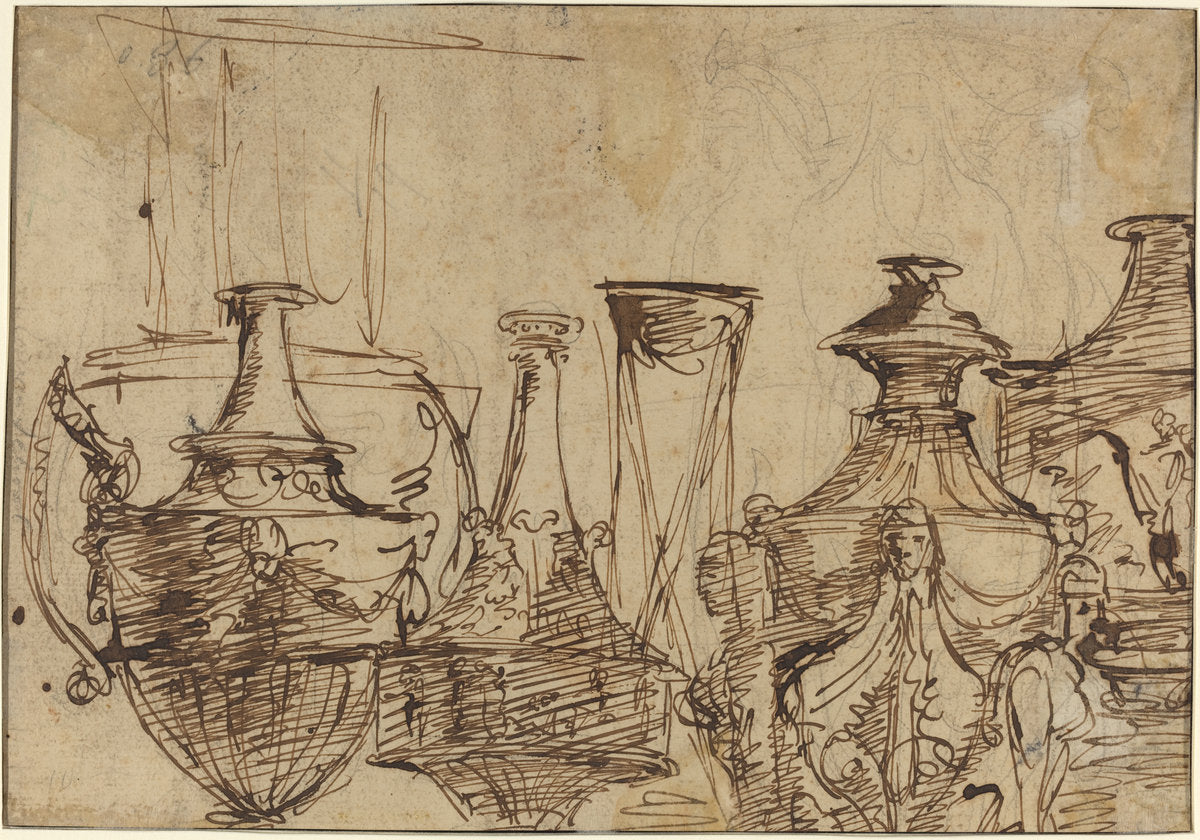 Designs for Vases [verso] by Giuseppe Cades (Italian, 1750 - 1799), 16X12"(A3)Poster Print