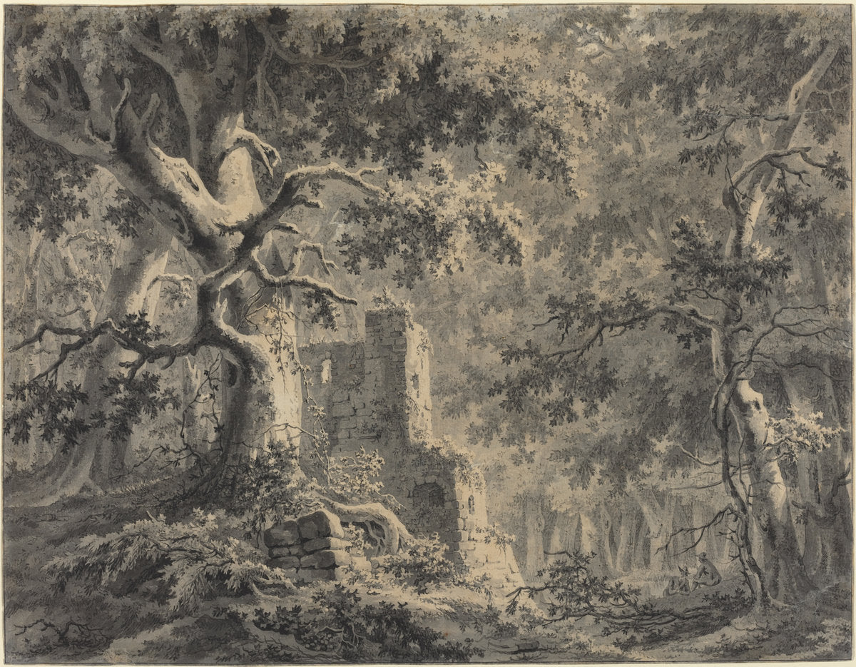 Ruins by a Woodland Stream by Paulus van Liender (Dutch, 1731 - 1797), 16X12"(A3)Poster Print