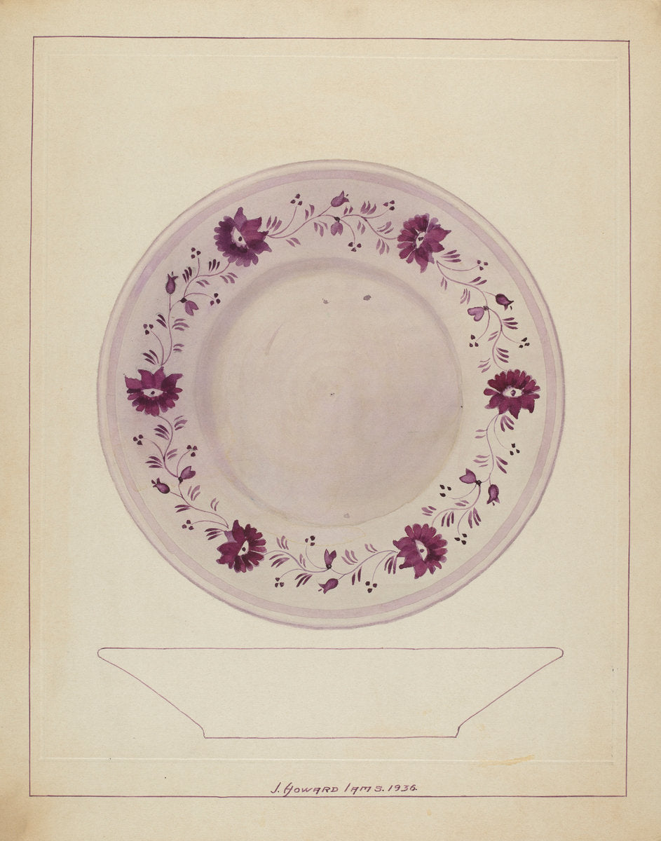 Plate by J. Howard Iams (American, active c. 1935), 16X12"(A3)Poster Print