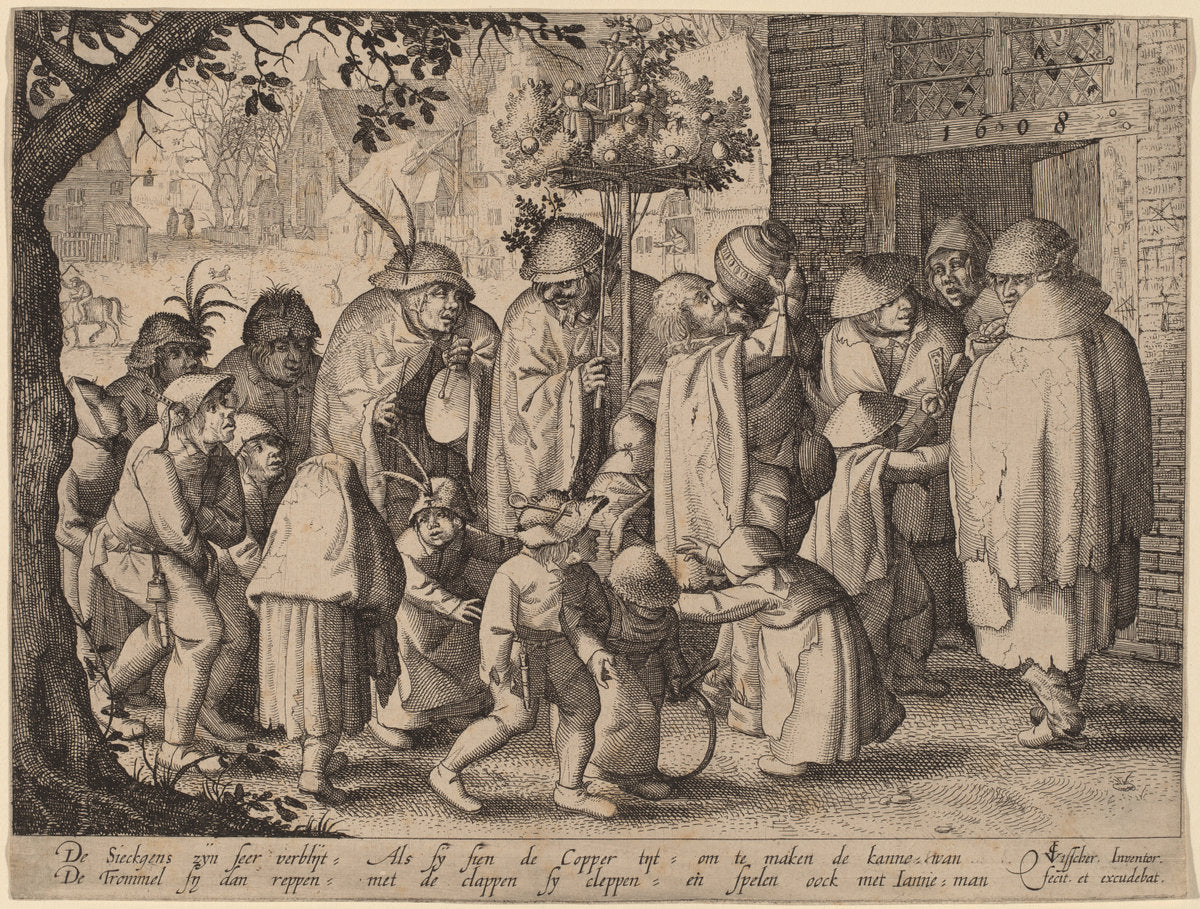 Procession of Feasting Lepers by Claes Jansz Visscher (Dutch, 1586/1587 - 1652), 16X12"(A3)Poster Print