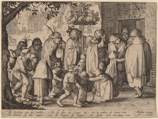 Procession of Feasting Lepers by Claes Jansz Visscher (Dutch, 1586/1587 - 1652), 16X12"(A3)Poster Print