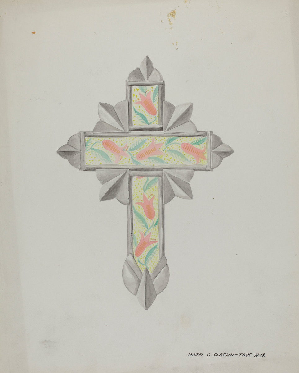 Tin & Wall Paper Cross by Majel G. Claflin (American, active c. 1935), 16X12"(A3)Poster Print