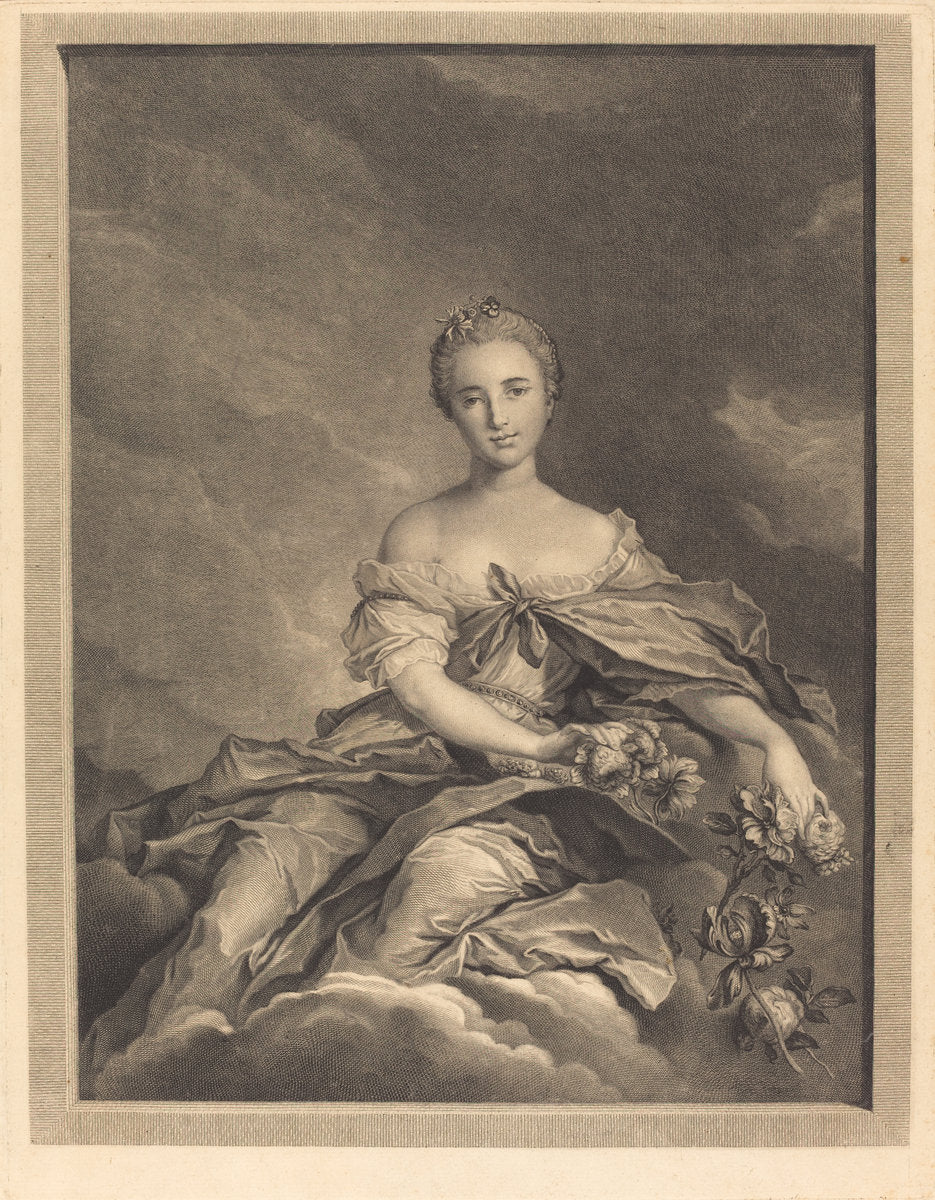 Flore a son lever by Pierre Maleuvre after Jean-Marc Nattier (French, 1740 - 1803), 16X12"(A3)Poster Print