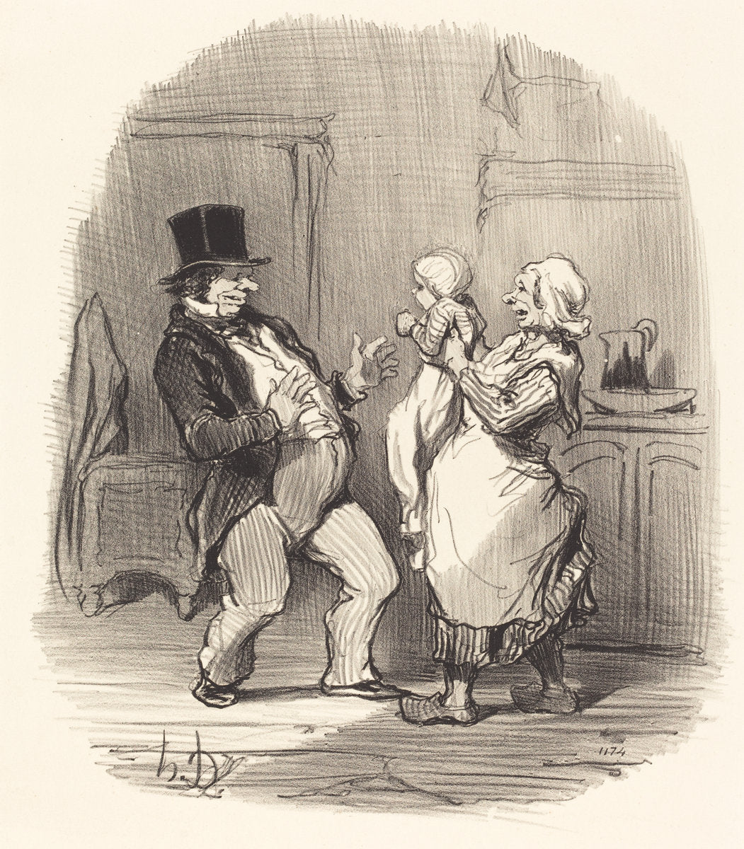 Ah! monsieur... faut pas lui rire comme ça... by Honoré Daumier (French, 1808 - 1879), 16X12"(A3)Poster Print