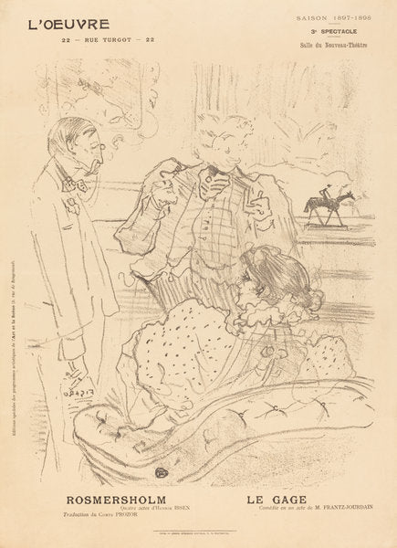 Rosmersholm; Le Gage by Henri de Toulouse-Lautrec (French, 1864 - 1901), 16X12"(A3)Poster Print