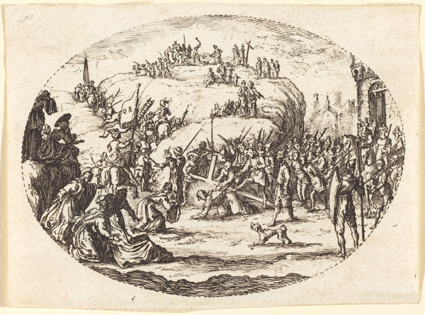 The Small Carrying of the Cross by Charles-Nicolas Cochin I after Jacques Callot (French, 1688 - 1754), 16X12"(A3)Poster Print