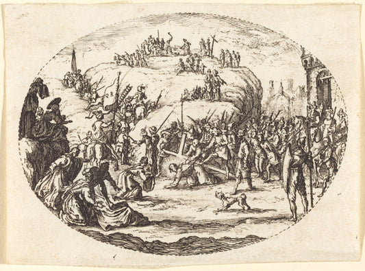 The Small Carrying of the Cross by Charles-Nicolas Cochin I after Jacques Callot (French, 1688 - 1754), 16X12"(A3)Poster Print