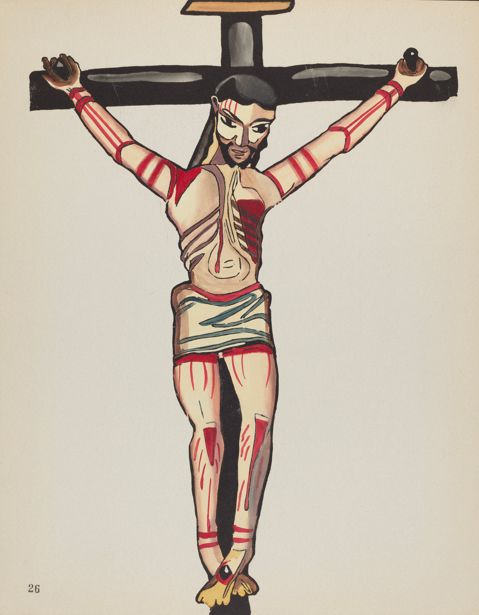 1935/1942 by American 20th Century (Plate 26: Christ Crucified: From Portfolio "Spanish Colonial Designs of New Mexico"), 16X12"(A3)Poster Print