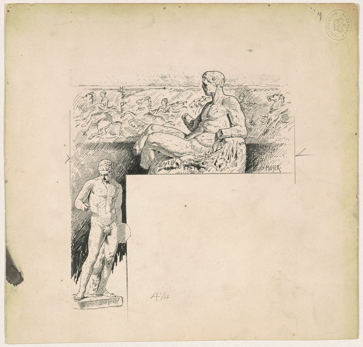 Casts from Antique Sculpture: The Parthenon by James Henry Moser (American (born Canada), 1854 - 1913), 16X12"(A3)Poster Print