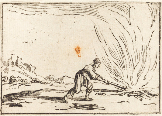 Man Attending a Fire by Jacques Callot (French, 1592 - 1635), 16X12"(A3)Poster Print