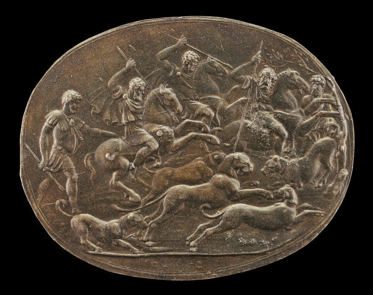 A Panther Hunt by Giovanni Bernardi (Bolognese, 1494 - 1553), 16X12"(A3)Poster Print