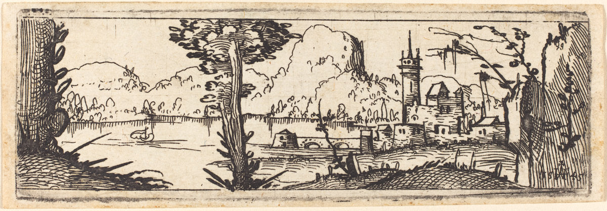 Landscape with Lake and Town by Augustin Hirschvogel (German, 1503 - 1553), 16X12"(A3)Poster Print