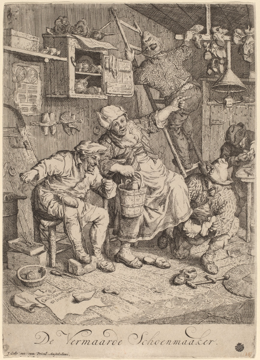 The Merry Shoemaker by Cornelis Dusart (Dutch, 1660 - 1704), 16X12"(A3)Poster Print