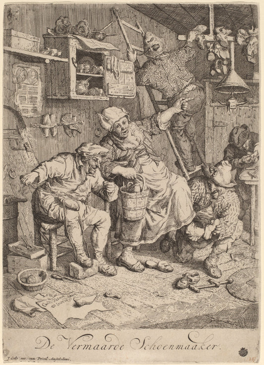 The Merry Shoemaker by Cornelis Dusart (Dutch, 1660 - 1704), 16X12"(A3)Poster Print