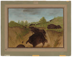 Grizzly Bears Attacking Buffalo by George Catlin (American, 1796 - 1872), 16X12"(A3)Poster Print