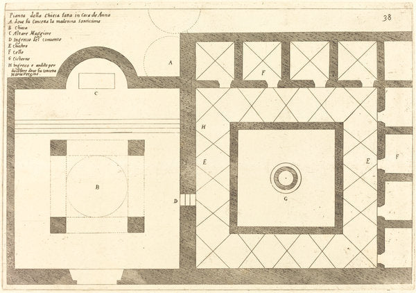 Plan of the Church near the House of Annas by Jacques Callot (French, 1592 - 1635), 16X12"(A3)Poster Print
