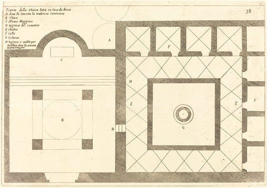 Plan of the Church near the House of Annas by Jacques Callot (French, 1592 - 1635), 16X12"(A3)Poster Print