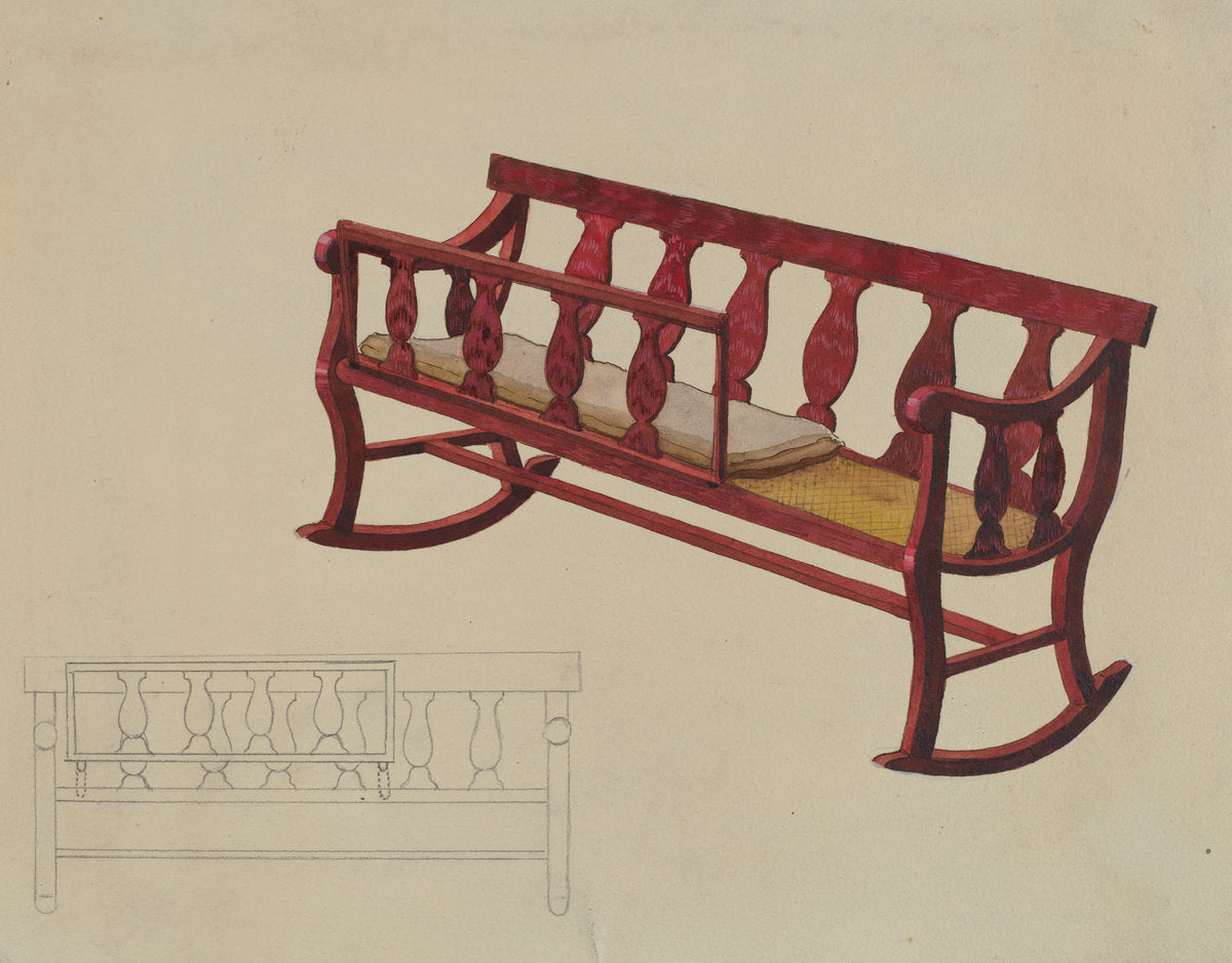 Rocking Settee Cradle by Beverly Chichester (American, active c. 1935), 16X12"(A3)Poster Print