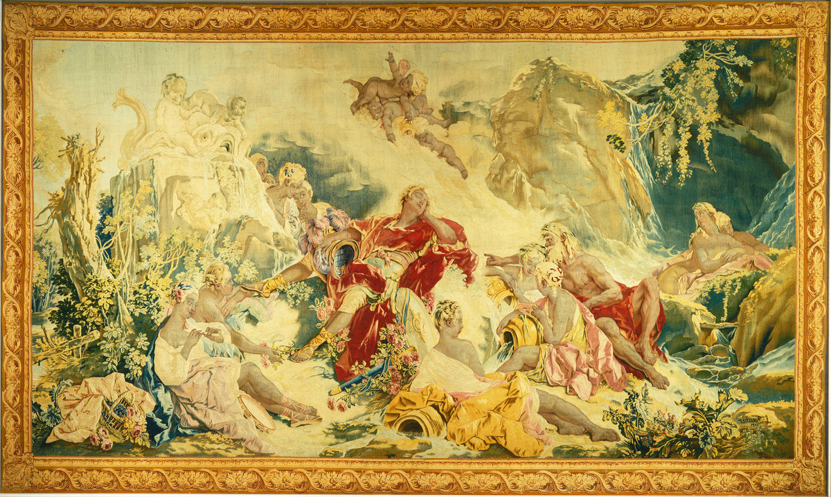 Dream of Rinaldo by design and cartoon by François Boucher; woven under the direction of Jean-Baptiste Oudry and Nicolas Besnier at the Beauvais manufactory (French, 1714 - 1754), 16X12"(A3)Poster Print