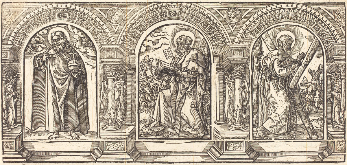 woodcut by German 16th Century after Martin Schongauer (Christ and His Disciples II), 16X12"(A3)Poster Print