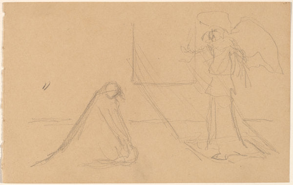 Study of Figures by Charles Sprague Pearce (American, 1851 - 1914), 16X12"(A3)Poster Print