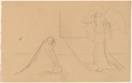 Study of Figures by Charles Sprague Pearce (American, 1851 - 1914), 16X12"(A3)Poster Print