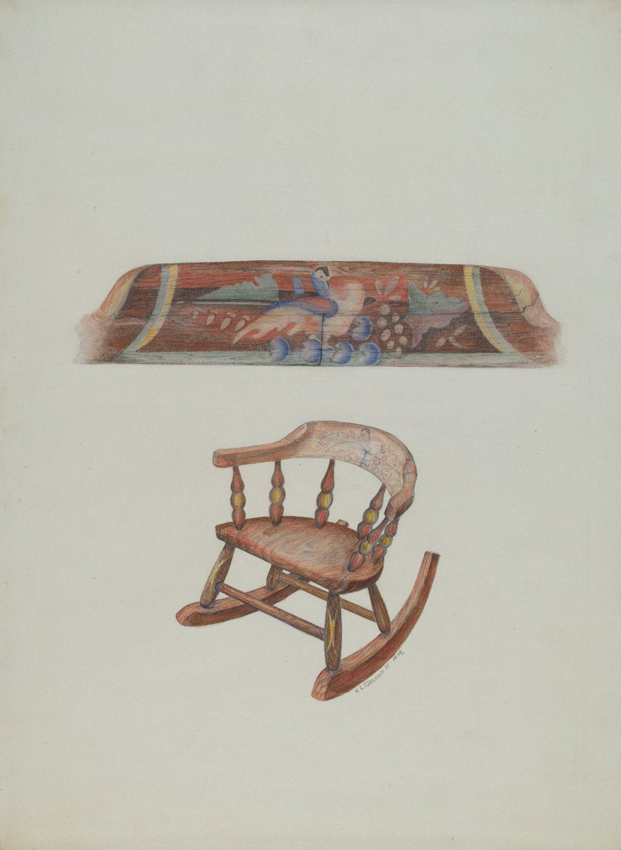 Child's Rocking Chair by Austin L. Davison (American, active c. 1935), 16X12"(A3)Poster Print
