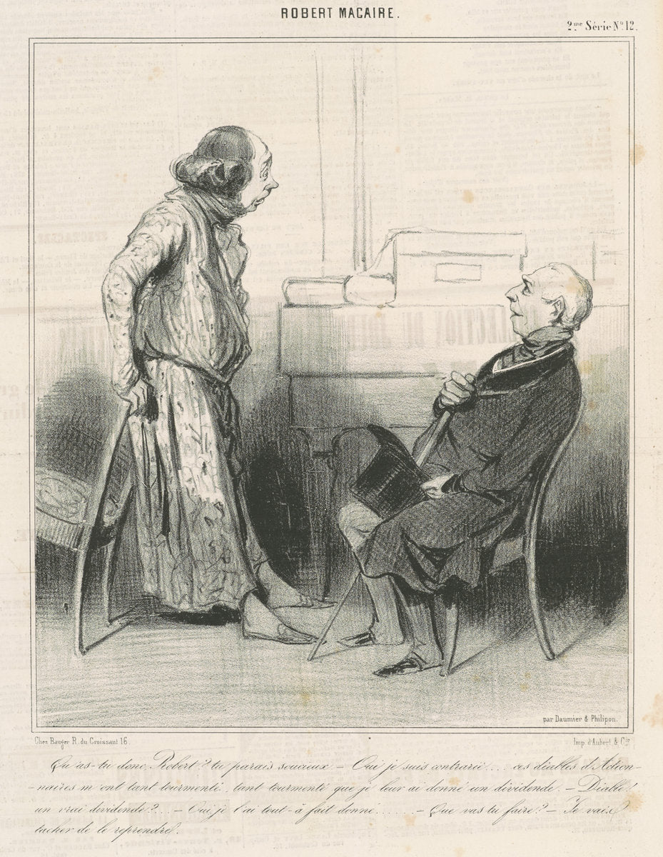 Qu'as-tu donc, Robert? ... by Honoré Daumier (French, 1808 - 1879), 16X12"(A3)Poster Print