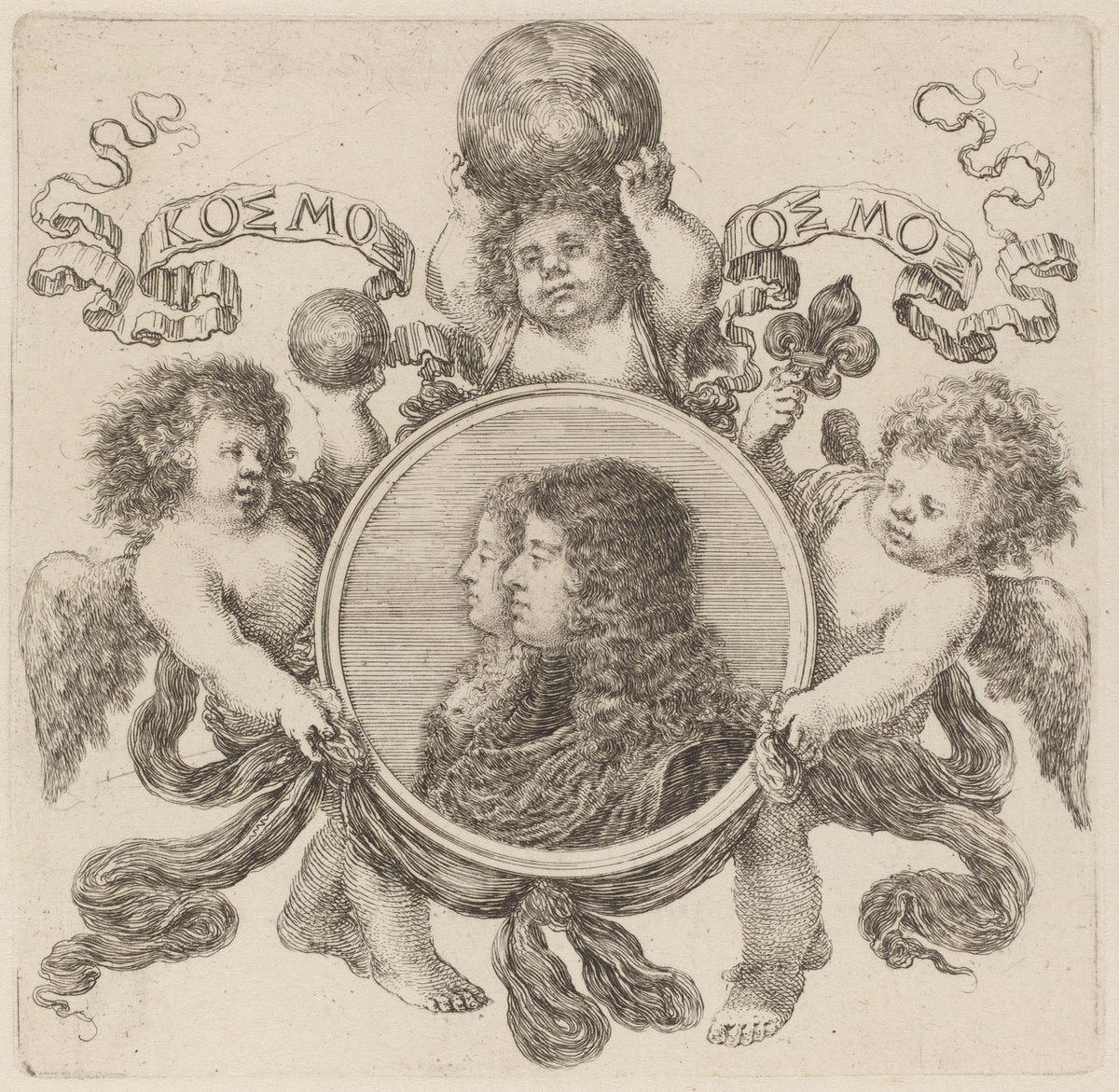 Cosimo de Medici, Prince of Tuscany and Marguerite Louise d'Orléans by Stefano Della Bella (Italian, 1610 - 1664), 16X12"(A3)Poster Print