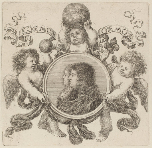 Cosimo de Medici, Prince of Tuscany and Marguerite Louise d'Orléans by Stefano Della Bella (Italian, 1610 - 1664), 16X12"(A3)Poster Print
