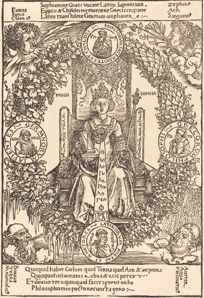Philosophy by Albrecht Dürer (German, 1471 - 1528), 16X12"(A3)Poster Print