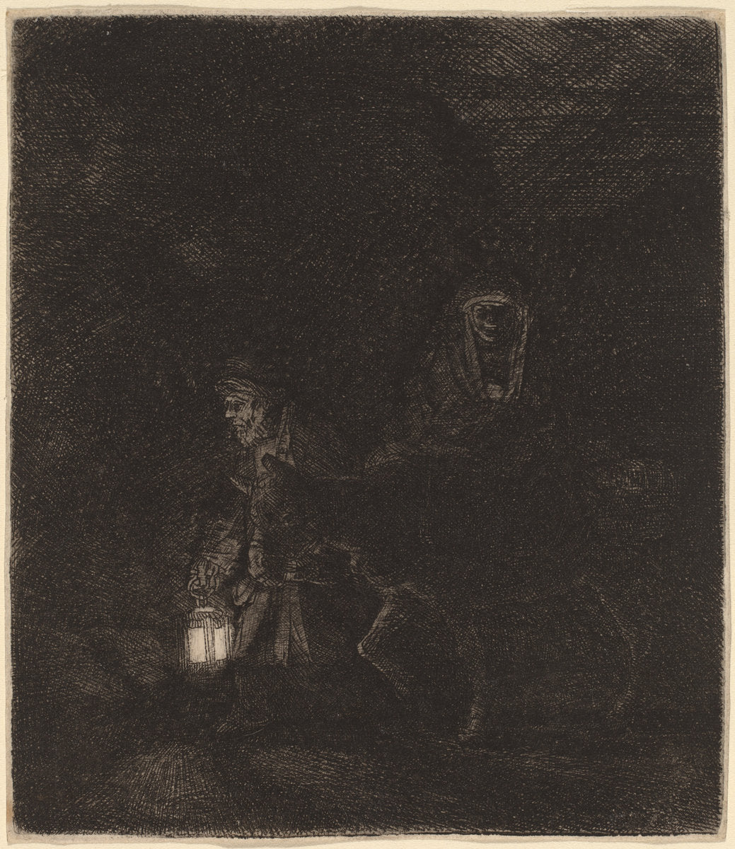 The Flight into Egypt by Rembrandt van Rijn (Dutch, 1606 - 1669), 16X12"(A3)Poster Print
