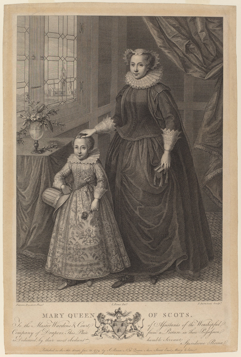 Mary, Queen of Scots by Francesco Bartolozzi after Federico Zuccaro (Italian, 1727 - 1815), 16X12"(A3)Poster Print