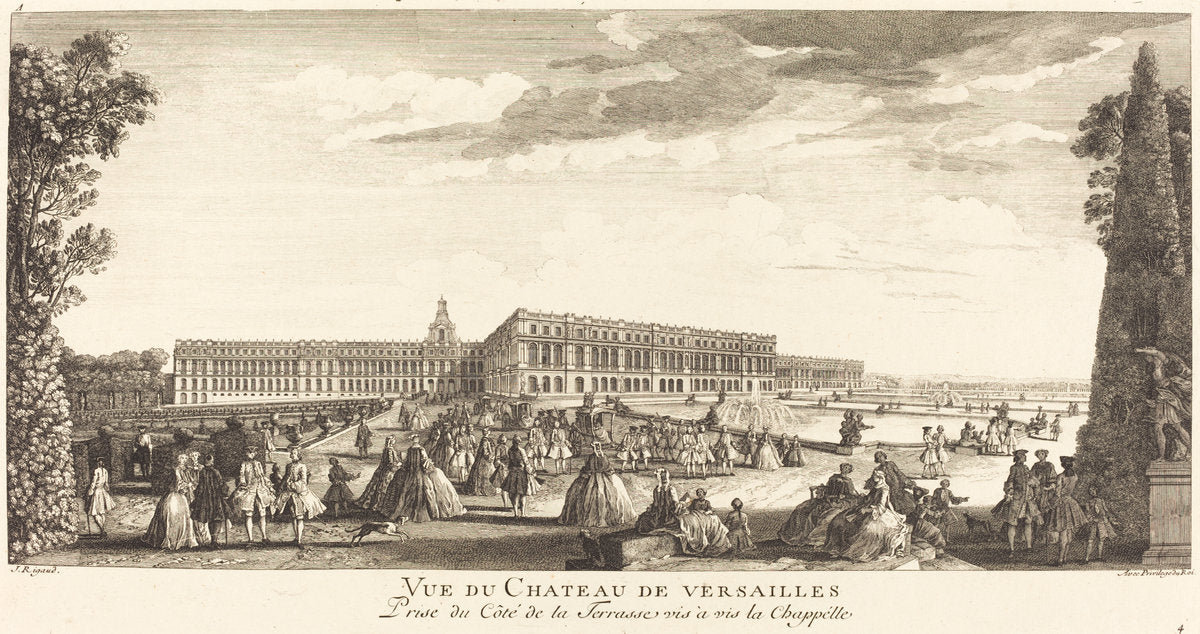 Vue du Chateau de Versailles Prise du Cote dela Terrasse vis a vis la Chapelle by Jean-Baptiste Rigaud (French, active 1752/1761), 16X12"(A3)Poster Print