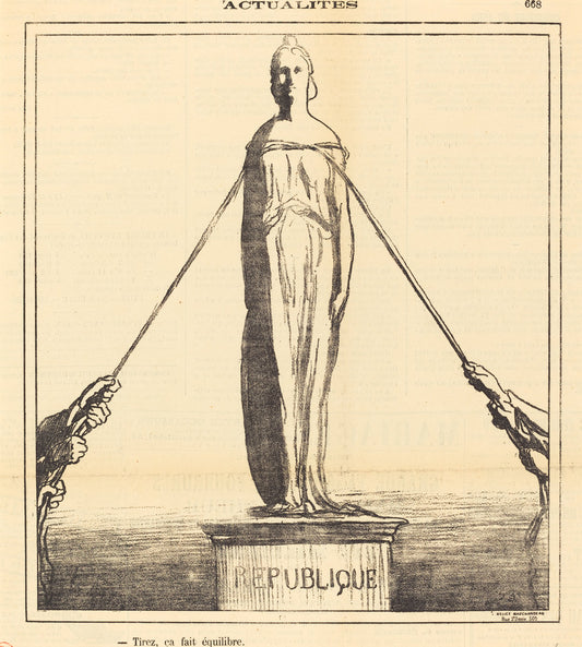 Tirez, ça fait équilibre by Honoré Daumier (French, 1808 - 1879), 16X12"(A3)Poster Print
