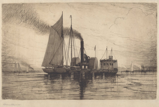 The Tow by Henry Farrer (American, 1843 - 1903), 16X12"(A3)Poster Print