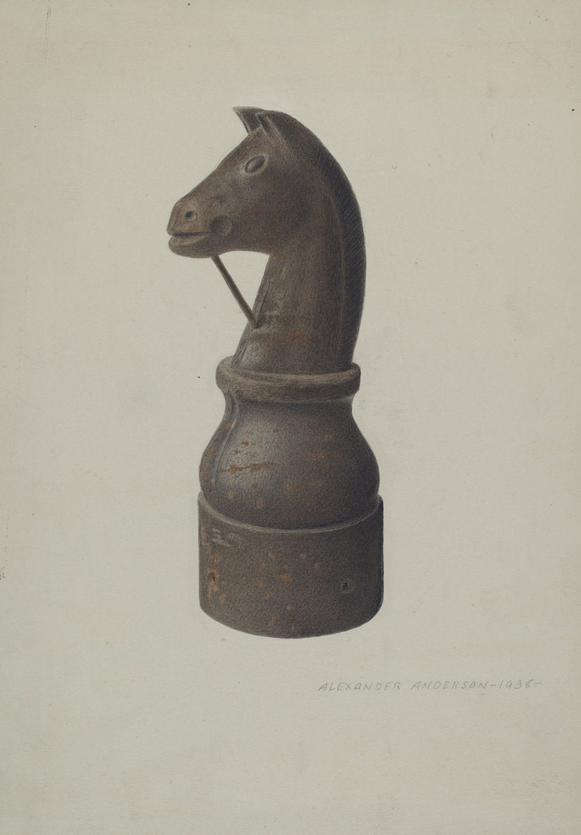 Horse Head Hitching Post by Alexander Anderson (American, active c. 1935), 16X12"(A3)Poster Print