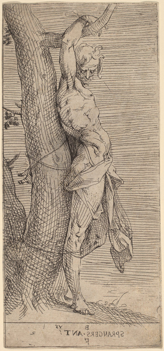 St. Sebastian, Bound to a Tree by Bartholomaeus Spranger (Flemish, 1546 - 1611), 16X12"(A3)Poster Print