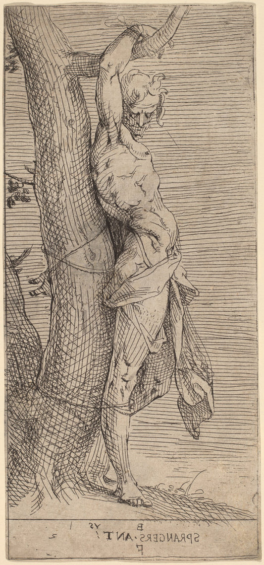 St. Sebastian, Bound to a Tree by Bartholomaeus Spranger (Flemish, 1546 - 1611), 16X12"(A3)Poster Print