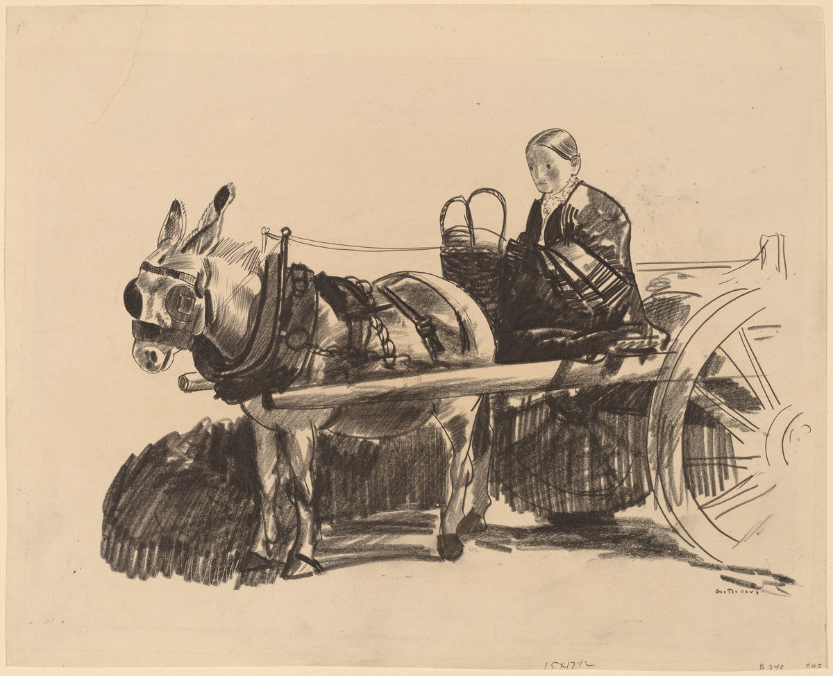 The Donkey Cart by George Bellows (American, 1882 - 1925), 16X12"(A3)Poster Print