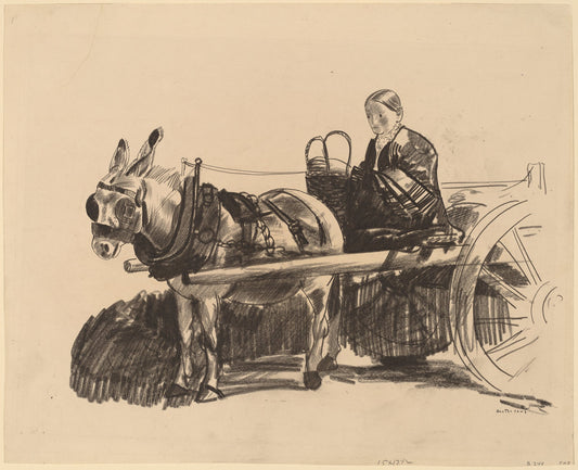 The Donkey Cart by George Bellows (American, 1882 - 1925), 16X12"(A3)Poster Print