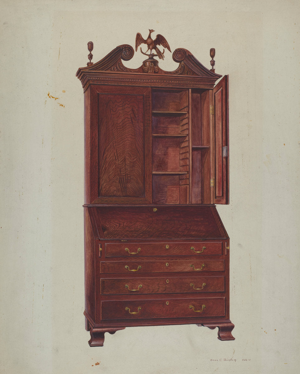 Chippendale Secretary by Amos C. Brinton (American, 1888 - 1982), 16X12"(A3)Poster Print