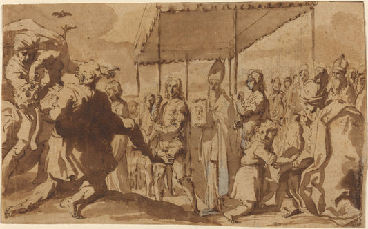 The Deliverance of the Demoniac of Constantinople by Saint John Chrysostom by Elisabetta Sirani (Italian, 1638 - 1665), 16X12"(A3)Poster Print